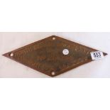 ENGINE PLATE. North British Locomotive 1947 No 26094 engine plate, L ~ 36cm