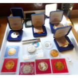 COINS AND TOKENS. Tray of nickel, silver and bronze commemorative coins and tokens