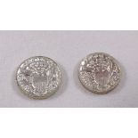 MINIATURE COINS. Two miniature silver coins, 1804 Liberty, United States, D ~ 6mm