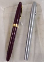 SHEAFFER PENS. Two original American Sheaffer 1970s fountain pens with gold and steel nibs