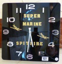 WALL CLOCK. Wall clock with spitfire to face