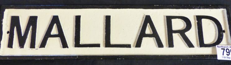 CAST IRON SIGN. Cast iron Mallard sign, L ~ 41cm