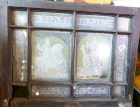 VICTORIAN WINDOW PANEL. Victorian transfer printed decorative window panel, 57 x 71cm