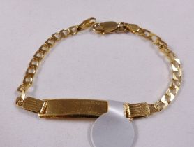 9CT CHILDS ID BRACELET. 9ct gold solid childs ID bracelet