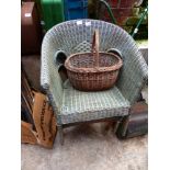 Three wicker chairs and baskets