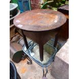 Oak sewing table and a wrought iron example