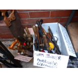 Box of various Whitworth spanners and metal working tools