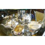 SILVER PLATED TEA SERVICE. Elkington silver plated tea service and silver plated sugar and cream