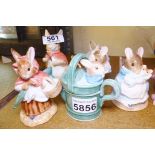 BEATRIX POTTER FIGURES. Border Fine Arts, five Beatrix Potter figures, Mrs Rabbit, Appley Dapply,