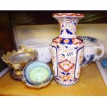 ASSORTED CERAMICS. Shelf of assorted ceramics including Oriental examples