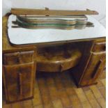 DRESSING TABLE. Burr walnut dressing table with triple mirror