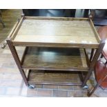 OAK TROLLEY. Oak three tier trolley with extending server, 83 x 72cm