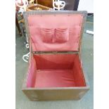 FOOTSTOOL/SEWING BOX. Vintage leather footstool/ sewing box