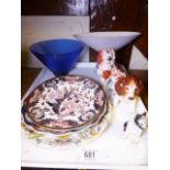 CERAMICS AND GLASSWARE. Tray of ceramics and glassware including Royal Crown Derby and Hornsea