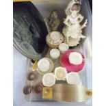 MIXED CERAMICS. Box of mixed items, mainly ceramics including Crown Stafford and an Austrian