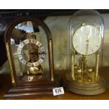 CHIMING CLOCK. Glass domed German chiming clock