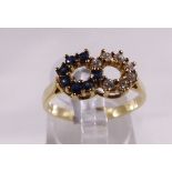 9CT SAPPHIRE RING. 9ct gold sapphire and CZ infinity ring, size N/O