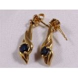 9CT SAPPHIRE EARRINGS. 9ct gold sapphire drop earrings