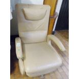 LARUSA RECLINING CHAIR. Larusa leather upholstered reclining chair on swivel base