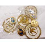MASONIC MEDALS. Four unattributed Masonic medals, three yellow metal and enamel and one hallmarked