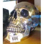 METAL SKULL. Large white metal skull H ~ 21cm