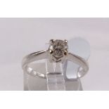 18CT DIAMOND RING. 18ct white gold 0,25ct diamond solitaire ring, size K