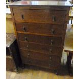 OAK DRAWERS. Chest of six oak drawers, 75 x 129cm