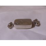 SILVER PILL BOX. Stamped silver sweet pill box