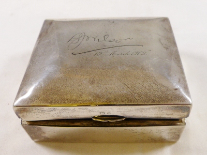 SILVER CIGARETTE BOX. Silver cigarette box, Birmingham 1902