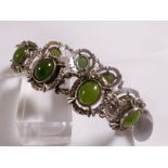 SILVER BRACELET. Sterling silver vintage 1975 green stone bracelet
