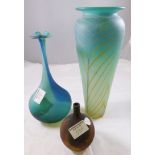 ART GLASS. Three pieces of handmade decorative art glass