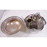 SILVER PLATED ITEMS. Quantity of mixed silver plated items including fruit bowl and basket