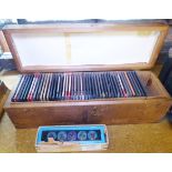 MAGIC LANTERN SLIDES. Two boxes of antique magic lantern slides including Royal Geographical and