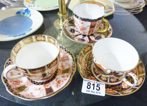 ROYAL CROWN DERBY. Three Royal Crown Derby cups and saucers