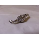 SILVER WHISTLE. Stamped silver dogs head whistle