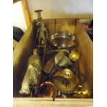 METALWARE. Box of metalware including spurs