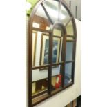 LARGE MIRROR. Large wood framed dome topped mirror, 100 x 70cm