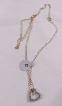 9CT DIAMOND PENDANT. 9ct gold diamond heart pendant on 9ct gold chain