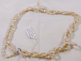 PEARL NECKLACE. Three strand freshwater pearl necklace