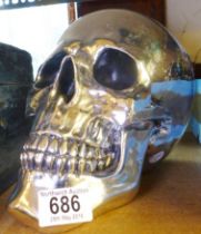 METAL SKULL. Large white metal skull H ~ 21cm