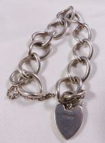 SILVER CHARM BRACELET. Sterling silver vintage solid large link charm bracelet
