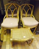 TABLE AND CHAIRS. Cane chairs and table