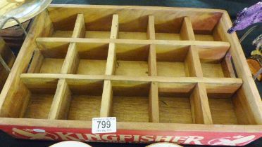 BOTTLE TRAY. Wooden kingfisher bottle tray