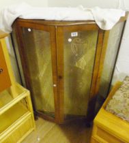 WALNUT DISPLAY CABINET. Walnut serpentine display cabinet 97 x 117cm