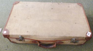 VINTAGE SUITCASE. Vintage linen covered suitcase