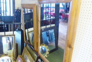 PINE FRAMED MIRRORS. Pair of pine framed mirrors