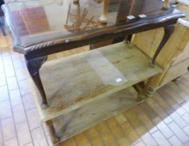 TWO COFFEE TABLES. Mahogany glass top coffee table and oak example