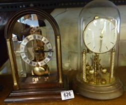 CHIMING CLOCK. Glass domed German chiming clock