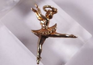 9CT BALLERINA CHARM. 9ct gold solid ballerina charm