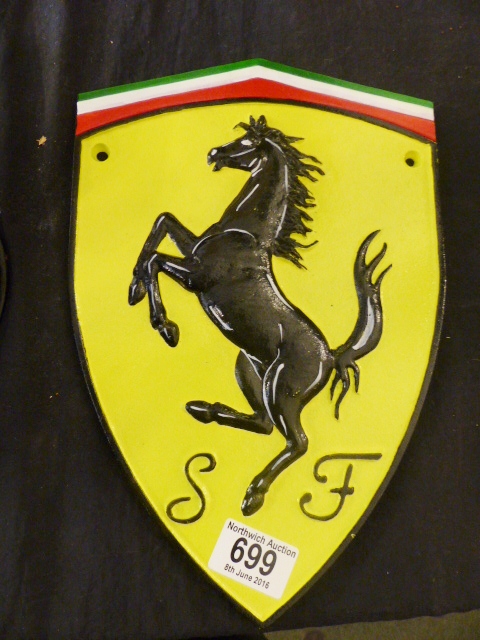 CAST IRON. Cast iron Ferrari sign L ~ 25cm